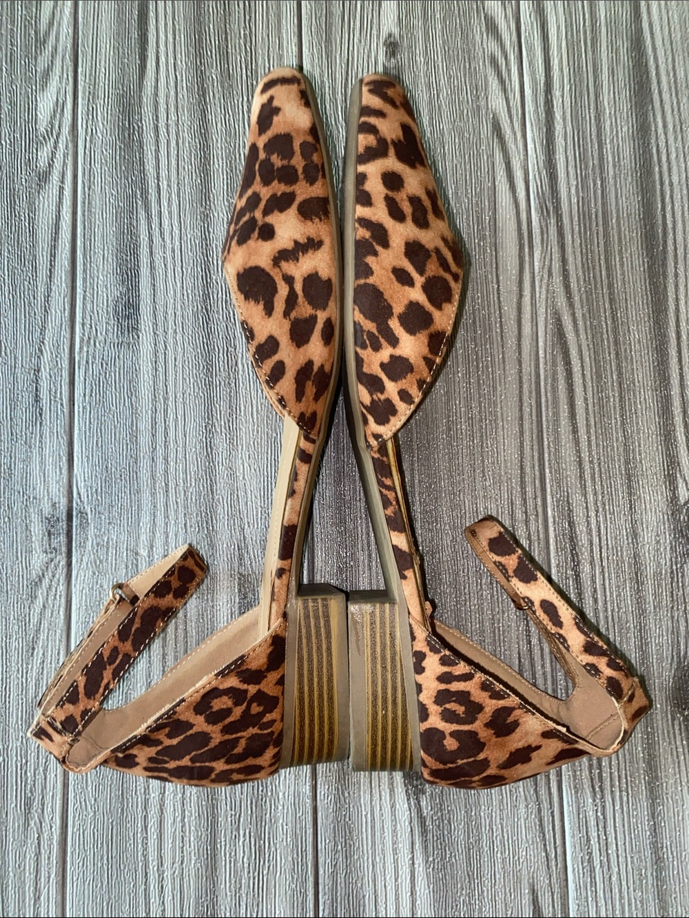 Lane Bryant Leopard-Print Ankle-Strap Flats - Brown/Tan Size 11W - Picture 6 of 8